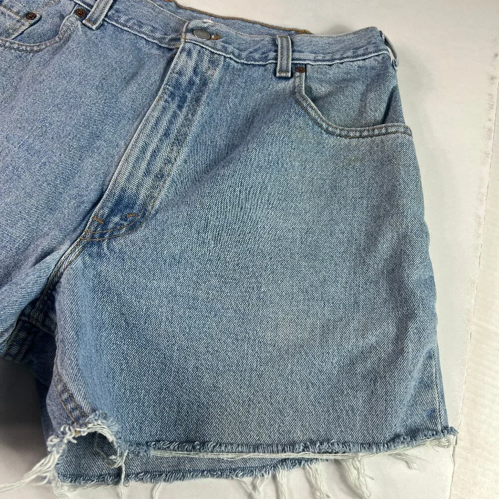 Y2K Levi's Jeans Shorts Men 35* 560 Loose Blue Faded Cut Off Denim Jorts Tag 36